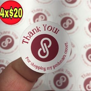 60 Poshmark thank you stickers round 1.25” glossy